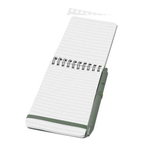 Libreta de tapa dura A6 de plástico procedente del océano con bolígrafo &quot;Thalaasa&quot; (tinta negra) Estándar | Verde mezcla | sin montaje de publicidad | no disponible | no disponible