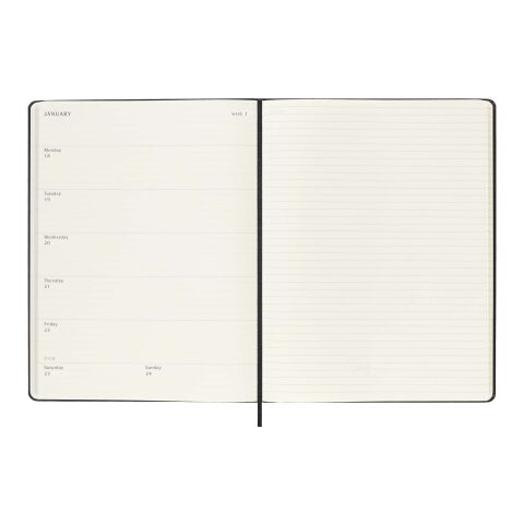 Agenda semanal XL de 12 meses con tapa dura "Moleskine" Estándar | Negro intenso | sin montaje de publicidad | no disponible | no disponible