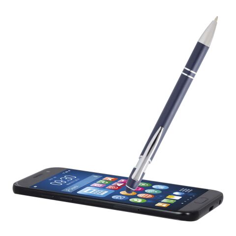 Bolígrafo con acabado plateado &quot;Kish&quot; (tinta azul) Estándar | Azul marino | sin montaje de publicidad | no disponible | no disponible