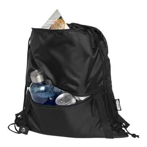 Bolsa con cordón aislada y reciclada de 9L "Adventure" Estándar | Negro intenso | sin montaje de publicidad | no disponible | no disponible | no disponible