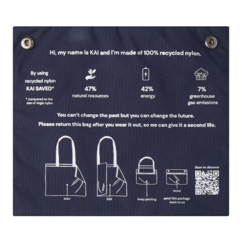 Bolsa Tote circular reciclada GRS &quot;Kai&quot; Estándar | Azul marino | sin montaje de publicidad | no disponible | no disponible | no disponible