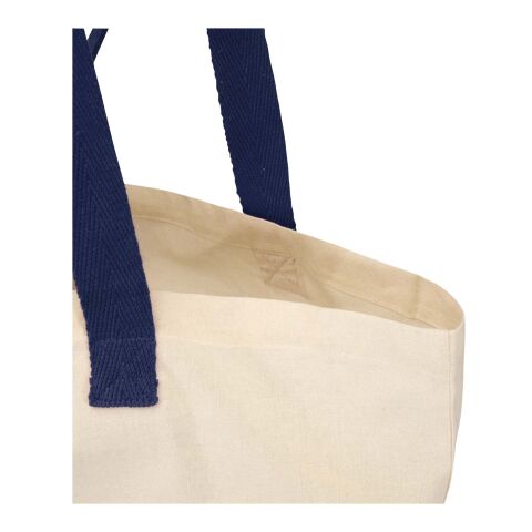 Bolsa Tote de 7&nbsp;l de algodón reciclado GRS de 140 g/m² "Sierra" Estándar | Natural-Azul marino | sin montaje de publicidad | no disponible | no disponible | no disponible