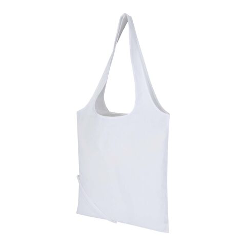 Bolsa de tela de algodón reciclada GRS «Madras Blend», 140 g/m², plegable, 7 l blanco