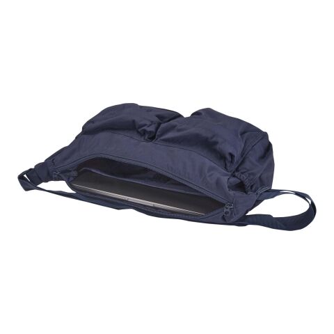 Bolso bandolera para portátil Calli de 33 cm de GRS, de nailon reciclado Azul marino