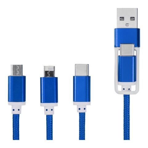Cable de carga 3 en 1 con entrada doble "Versatile" Azul real