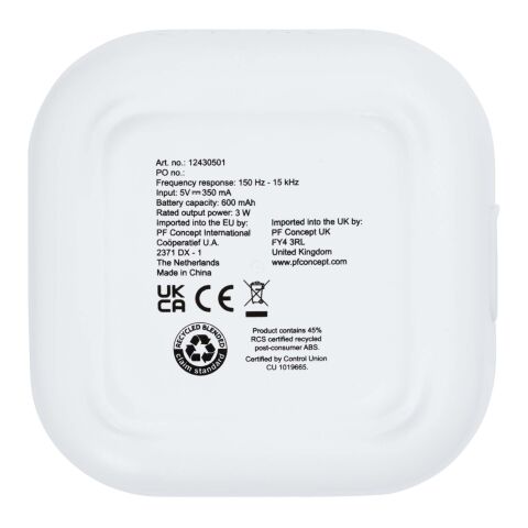 Minialtavoz Bluetooth® de plástico reciclado 2.0 de 3&nbsp;W con certificación RCS "Stark" Estándar | Blanco | sin montaje de publicidad | no disponible | no disponible
