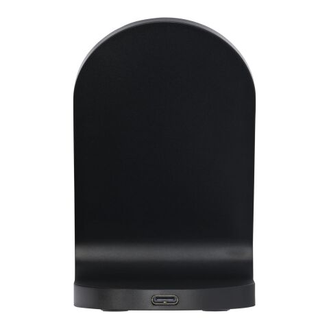 Base de carga inalámbrica con doble bobina de 15W en plástico reciclado con certificación RCS &quot;Loop&quot; Estándar | Negro | sin montaje de publicidad | no disponible | no disponible