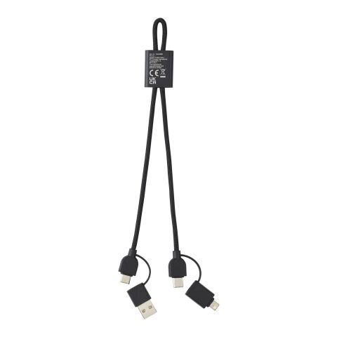 Cable de carga rápida 6 en 1 de 45 W en aluminio reciclado con certificación RCS &quot;Connect&quot; Estándar | Negro | sin montaje de publicidad | no disponible | no disponible