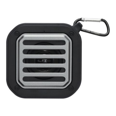 Altavoz solar Bluetooth IPX5 de 3W con mosquetón en plástico reciclado con certificación RCS &quot;Solo&quot; Estándar | Negro | sin montaje de publicidad | no disponible | no disponible