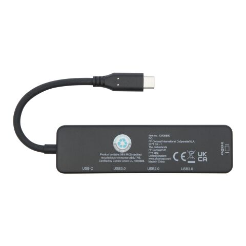 USB 2.0-3.0 con adaptador multimedia de plástico reciclado con puerto HDMI y certificación RCS &quot;Loop&quot; Estándar | Negro | sin montaje de publicidad | no disponible | no disponible