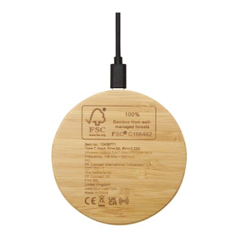 Base de carga inalámbrica de bambú de 15 W &quot;Essence&quot; Estándar | Madera | sin montaje de publicidad | no disponible | no disponible