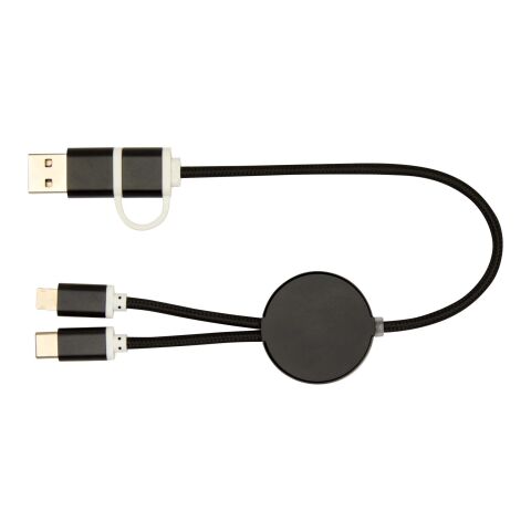 Cable 5 en 1 de aluminio y plástico reciclado de 30 cm para sincronización de datos y carga rápida de 27 W &quot;Alasia&quot; Estándar | negro | sin montaje de publicidad | no disponible | no disponible