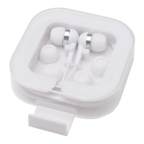 Auriculares tipo C con cable y caja de plástico reciclado &quot;Dofida&quot; Estándar | Blanco | sin montaje de publicidad | no disponible | no disponible