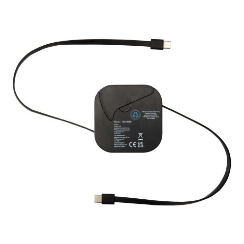 Cable retráctil reciclado 5 en 1 para sincronización de datos y carga rápida de 100 W con kit de herramientas para smartphone &quot;Gloas&quot; Estándar | Negro intenso | sin montaje de publicidad | no disponible | no disponible