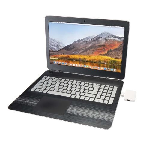 Hub USB de 4 puertos con salida USB-A y tipo-C y doble entrada fabricado con plástico reciclado &quot;Gaia&quot; Estándar | Blanco | sin montaje de publicidad | no disponible | no disponible