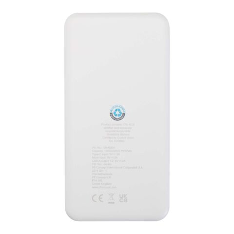Batería externa de plástico reciclado de 10&nbsp;000&nbsp;mAh y 10&nbsp;W "Intan" Estándar | Blanco transparente | sin montaje de publicidad | no disponible | no disponible