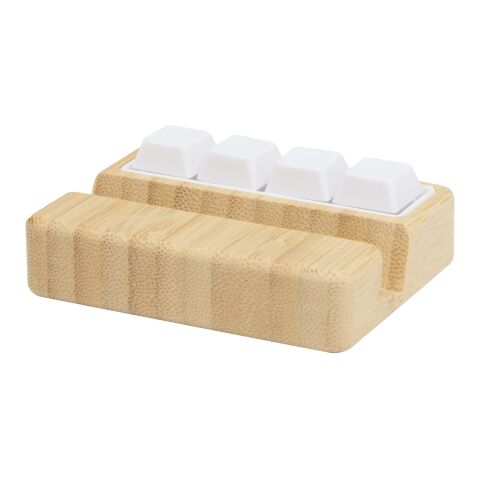 Soporte para teléfono de plástico reciclado con juguete y detalles de bambú &quot;Algol&quot; Estándar | Madera | sin montaje de publicidad | no disponible | no disponible
