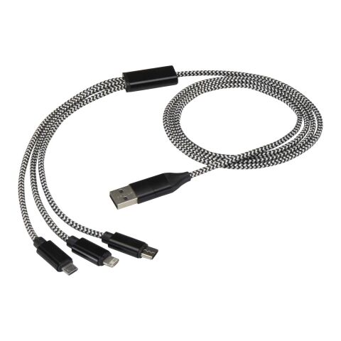 Cable de carga 5 en 1 de aluminio reciclado y RPET de Alphecca Negro