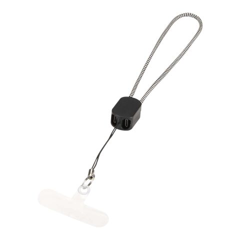 Lanyard de muñeca reciclado Arich RCS con cable de carga tipo C de 20 W integrado Negro