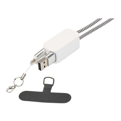 Lanyard de plástico reciclado para smartphone con cable integrado 5 en 1 de 27&nbsp;W "Anser" Estándar | Blanco | sin montaje de publicidad | no disponible | no disponible