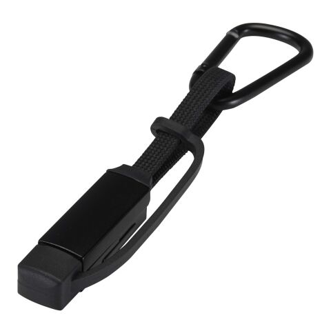 Cable de carga Algieba de 65 W, 3 en 1, de aluminio reciclado con mosquetón Negro