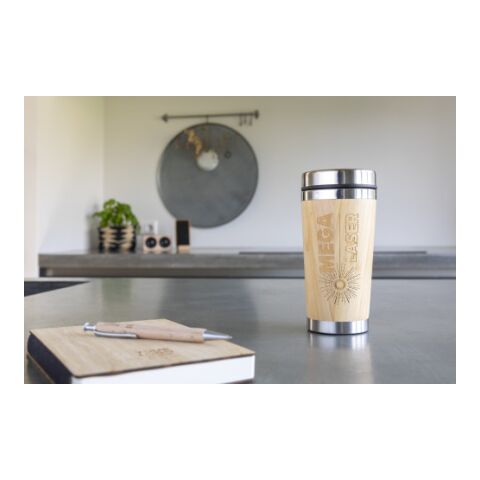 Taza termo de viaje de bambú (400 ml) marrón | sin montaje de publicidad | no disponible | no disponible