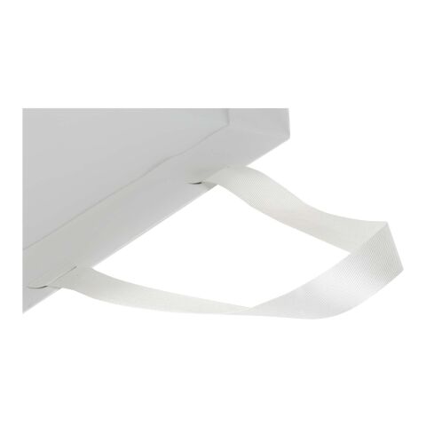 Bolsa de papel Smartfold de 230 g/m² con asas de cinta y laminado brillante - 24 x 10 x 24 cm blanco