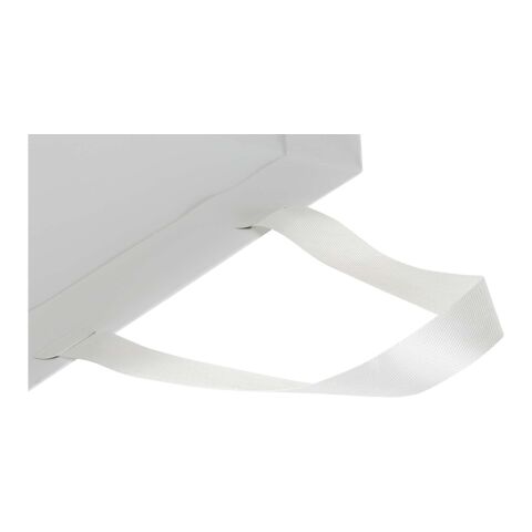 Bolsa de papel Smartfold de 230 g/m² con asas de cinta y laminado brillante - 24 x 10 x 32 cm blanco