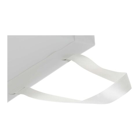 Bolsa de papel Smartfold de 230 g/m² con asas de cinta y laminado brillante - 31 x 12 x 39 cm blanco