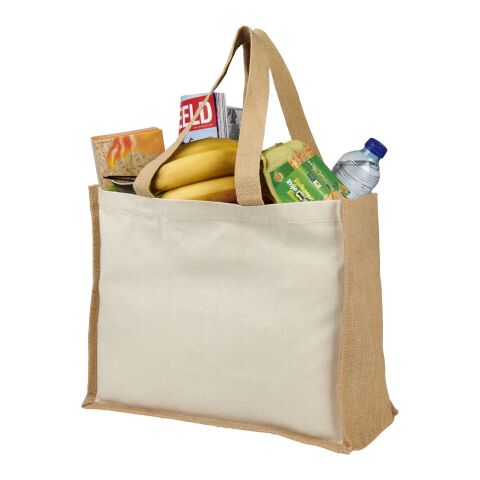 Bolsa Tote para compras de lona y yute de 340 g/m² &quot;Varai&quot; Estándar | Natural-Natural | sin montaje de publicidad | no disponible | no disponible | no disponible