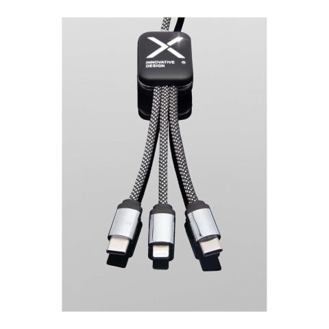 Cable de carga tipo C de 60&nbsp;W con doble logotipo retroiluminado "SCX.design C33" Estándar | Negro | sin montaje de publicidad | no disponible | no disponible