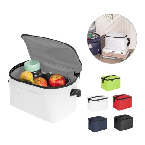 CANCUN. Bolsa térmica de poliéster reciclado 600D con correa de cincha ajustable Negro | sin montaje de publicidad