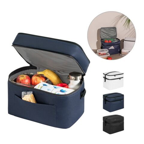 CANCUN LARGE. Bolsa térmica de poliéster reciclado 600D, con correa de cincha ajustable Negro | sin montaje de publicidad