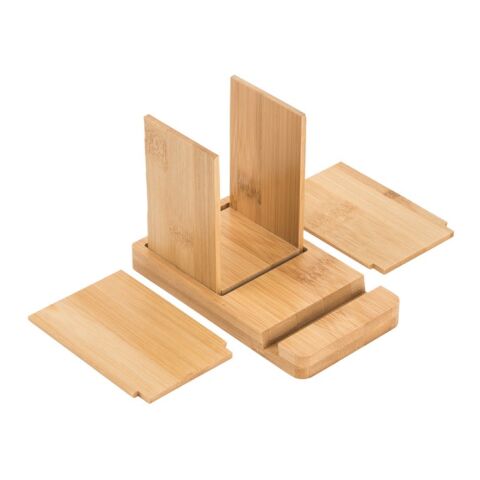 ERWIN. Juego de escritorio con soporte para móvil y vaso Beige | sin montaje de publicidad