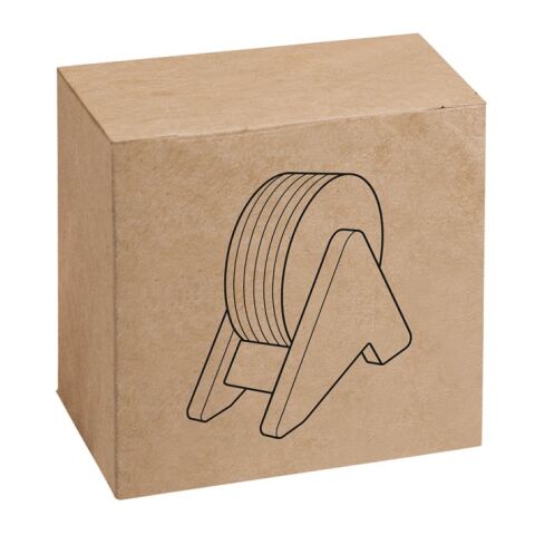 PLYCORK. Soporte de madera contrachapada con 6 posavasos de corcho Beige | sin montaje de publicidad