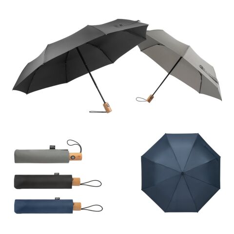 RIVER. Paraguas plegable poliéster reciclado (100% rPET) 190T con apertura y cierre automático Negro | sin montaje de publicidad