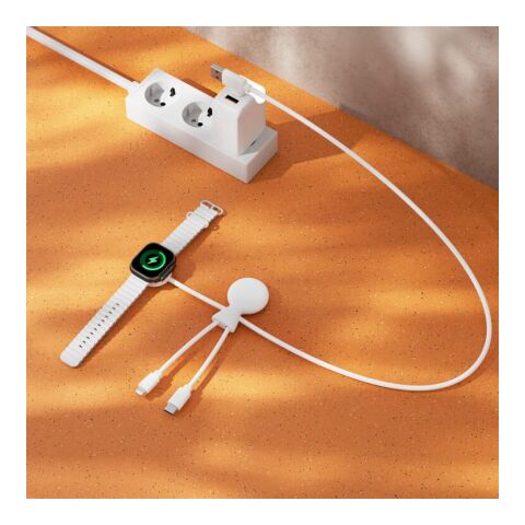 Cable múltiple Xoopar Mr. Bio Long para Apple/Samsung Watch de 1 metro Blanco | Tampografía 1 color | cara 1 | Ø 23 mm