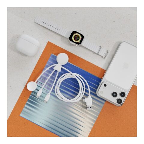 Cable múltiple Xoopar Mr. Bio Long para Apple/Samsung Watch de 1 metro Blanco | sin montaje de publicidad | no disponible | no disponible