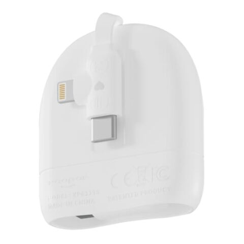Cable retráctil USB-C y Lightning Xoopar ICE-R de 60 W y 1 metro Blanco | Tampografía 1 color | cara 1 | 28 mm x 28 mm
