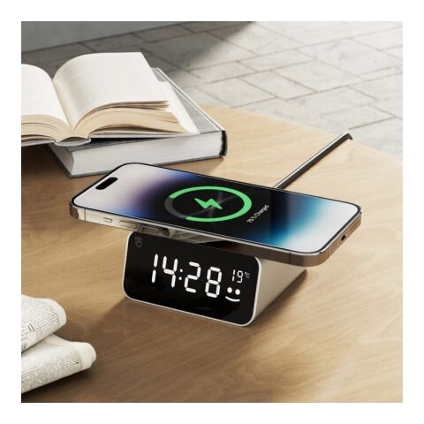 Cargador inalámbrico Xoopar GRS Reddi Charge PD con reloj gris claro | sin montaje de publicidad | no disponible | no disponible | no disponible