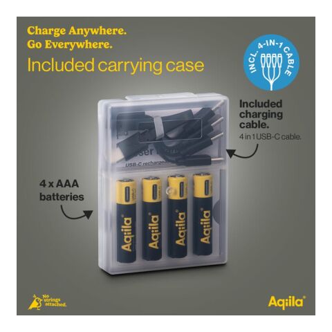 Baterías recargables Aqiila USB-C AAA de 600 mAh, paquete de 4 Negro | sin montaje de publicidad | no disponible | no disponible