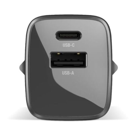 Fresh 'n Rebel Cargador rápido 30W GaN USB-C y USB-A gris oscuro | sin montaje de publicidad