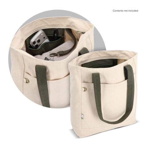Bolsa carrier Canvas InSideOut Reuuz 33 x 42 x 10 cm Ecru-Verde oliva