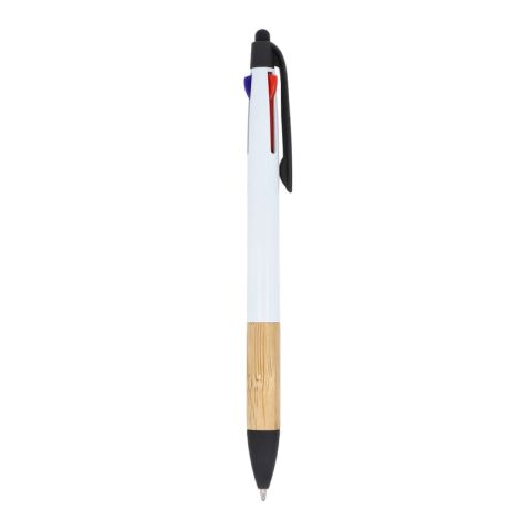 Bolígrafo de 3 colores con empuñadura de bambú Blanco | sin montaje de publicidad | no disponible | no disponible | no disponible
