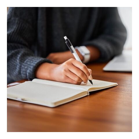 Bolígrafo Baron Colour opaco Blanco-Negro | Impresión De Pantalla 1 color | 180 grados del clip | 45 mm x 25 mm | no disponible