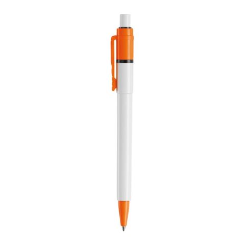 Bolígrafo Baron Colour opaco Blanco-Naranja | Impresión De Pantalla 1 color | 270 grados del clip | 45 mm x 25 mm | no disponible