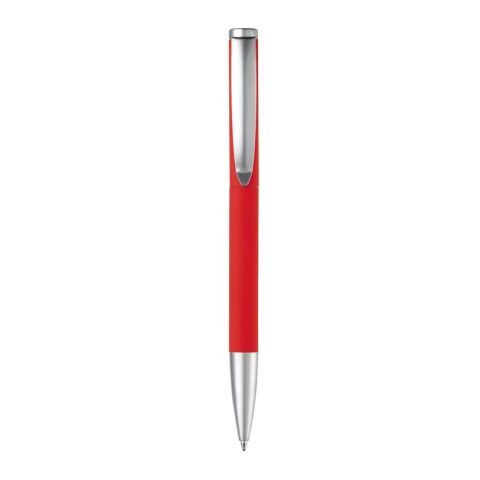Bolígrafo metálico Modena tacto suave Rojo / Blanco | Grabado | 180 grados del clip | 40 mm x 6 mm | no disponible