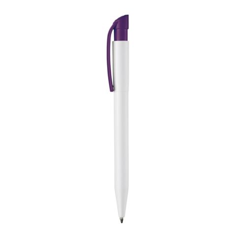 Bolígrafo S45 opaco Blanco-Violeta transparente | Tampografía 1 color | on the clip | 25 mm x 6 mm | no disponible