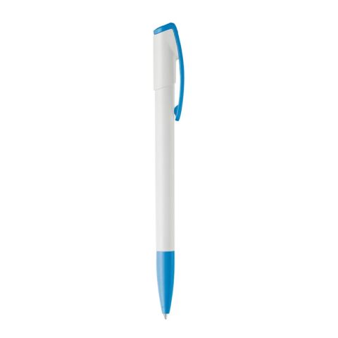 Bolígrafo Deniro opaco Blanco-azul claro | Tampografía 1 color | on the clip | 30 mm x 7 mm | no disponible