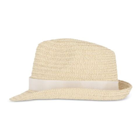 Sombrero de paja vegetal con banda de color Blanco
